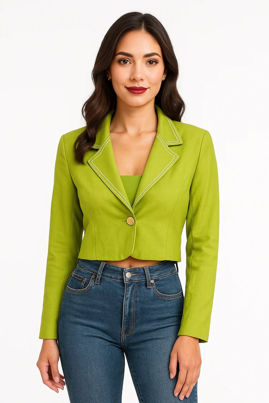 Blazer Klepton Feminino Verde Cropped - Leon Elegance