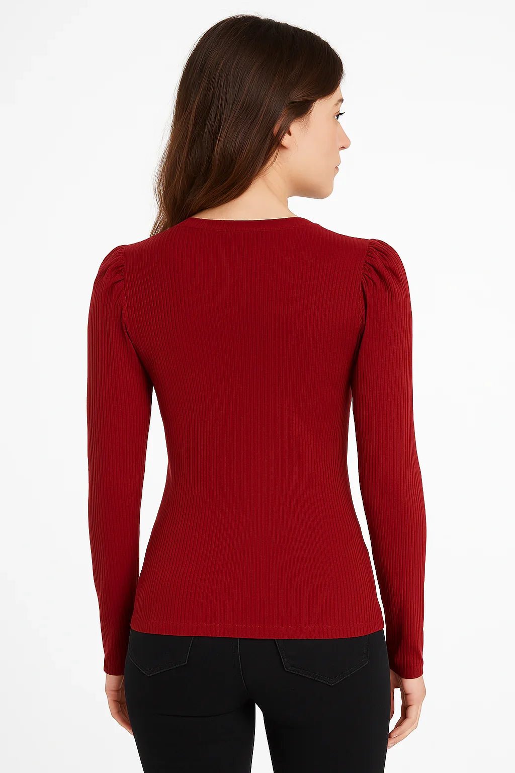 Blusa Feminina K2B Canelada com Botões e Manga Bufante - Leon Elegance