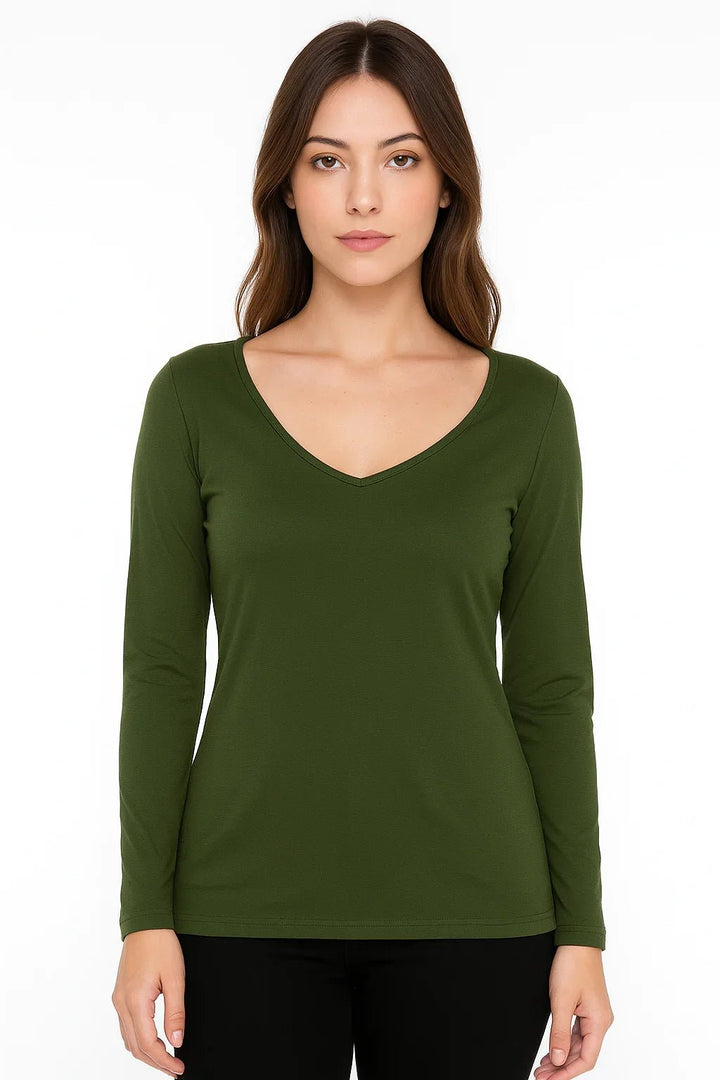 Blusa Feminina K2B Decote V Manga Longa - Leon Elegance