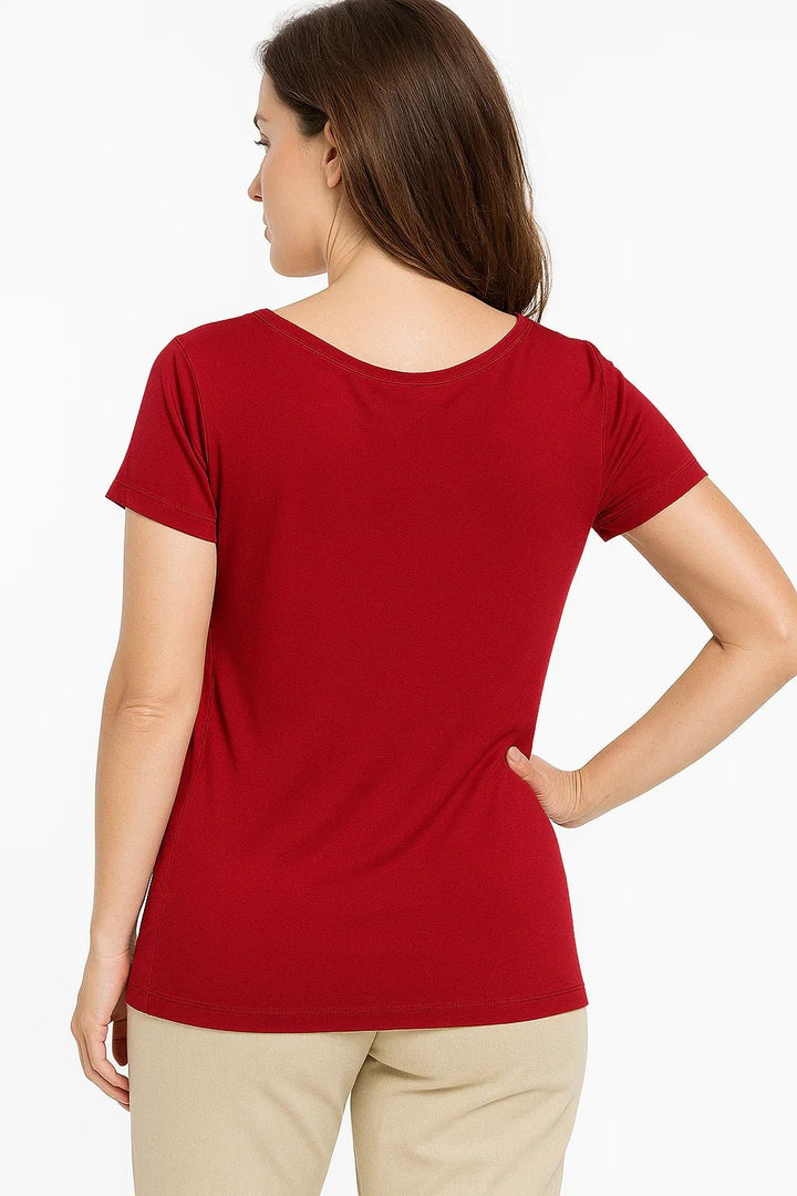 Blusa Feminina K2B Vermelha Decote V com Bolso - Leon Elegance