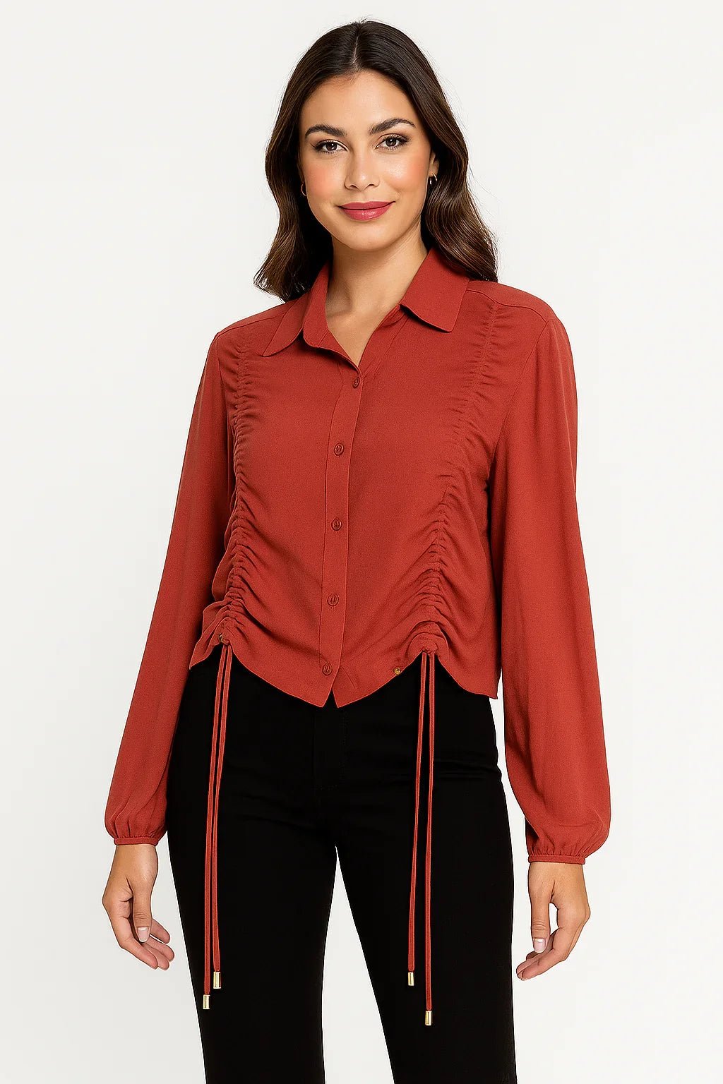 Blusa Feminina Preta Gola Alta Manga Curta - Leon Elegance