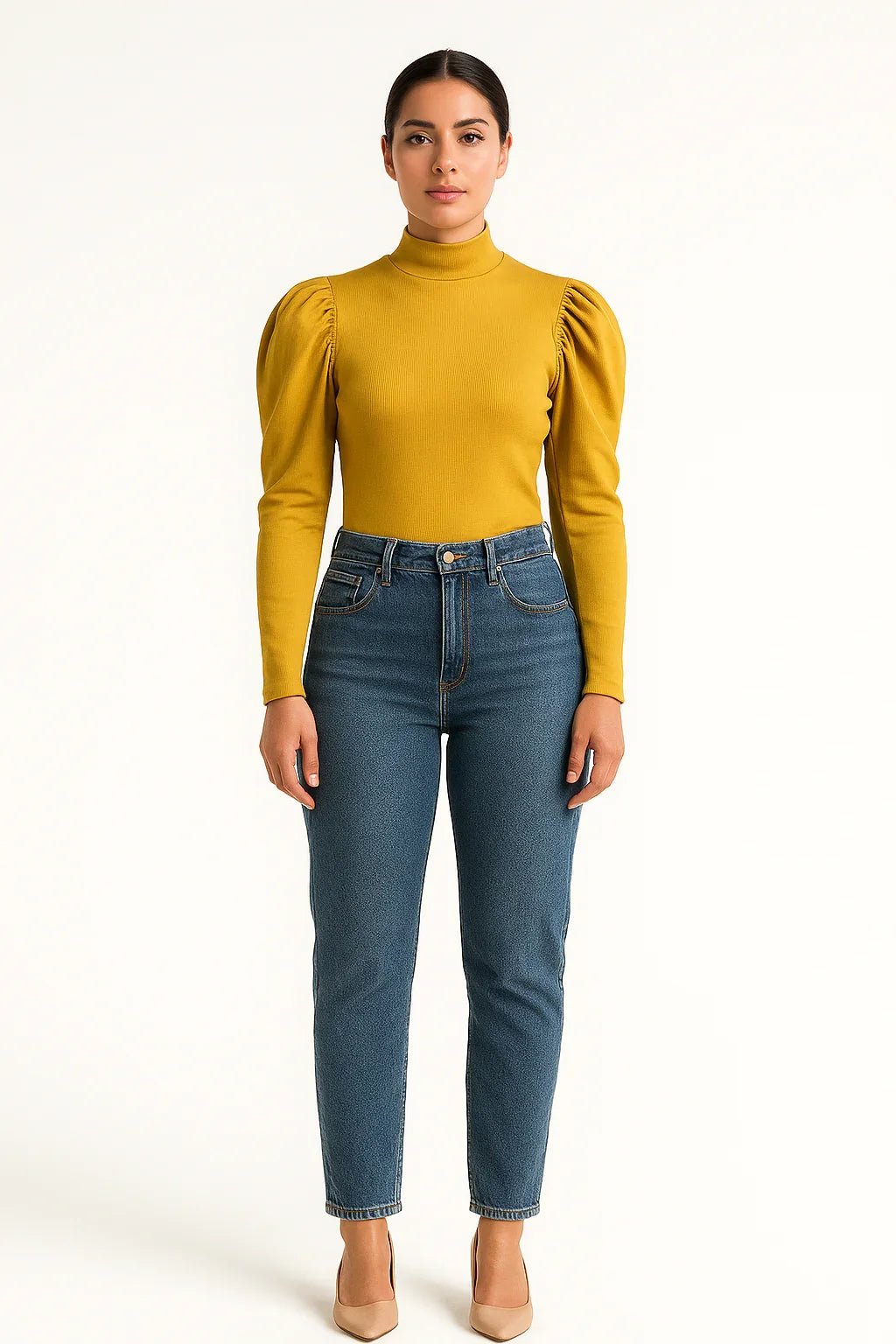 Blusa K2B Feminina Manga Longa Bufante Gola Alta - Leon Elegance