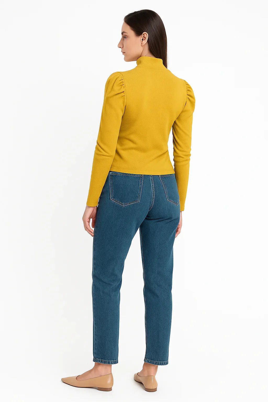 Blusa K2B Feminina Manga Longa Bufante Gola Alta - Leon Elegance