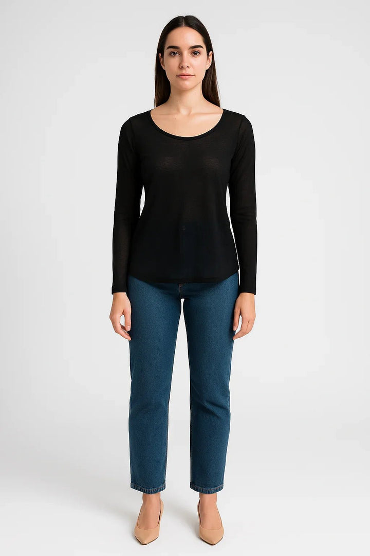 Blusa K2B Feminina Manga Longa Decote V Bolso - Leon Elegance