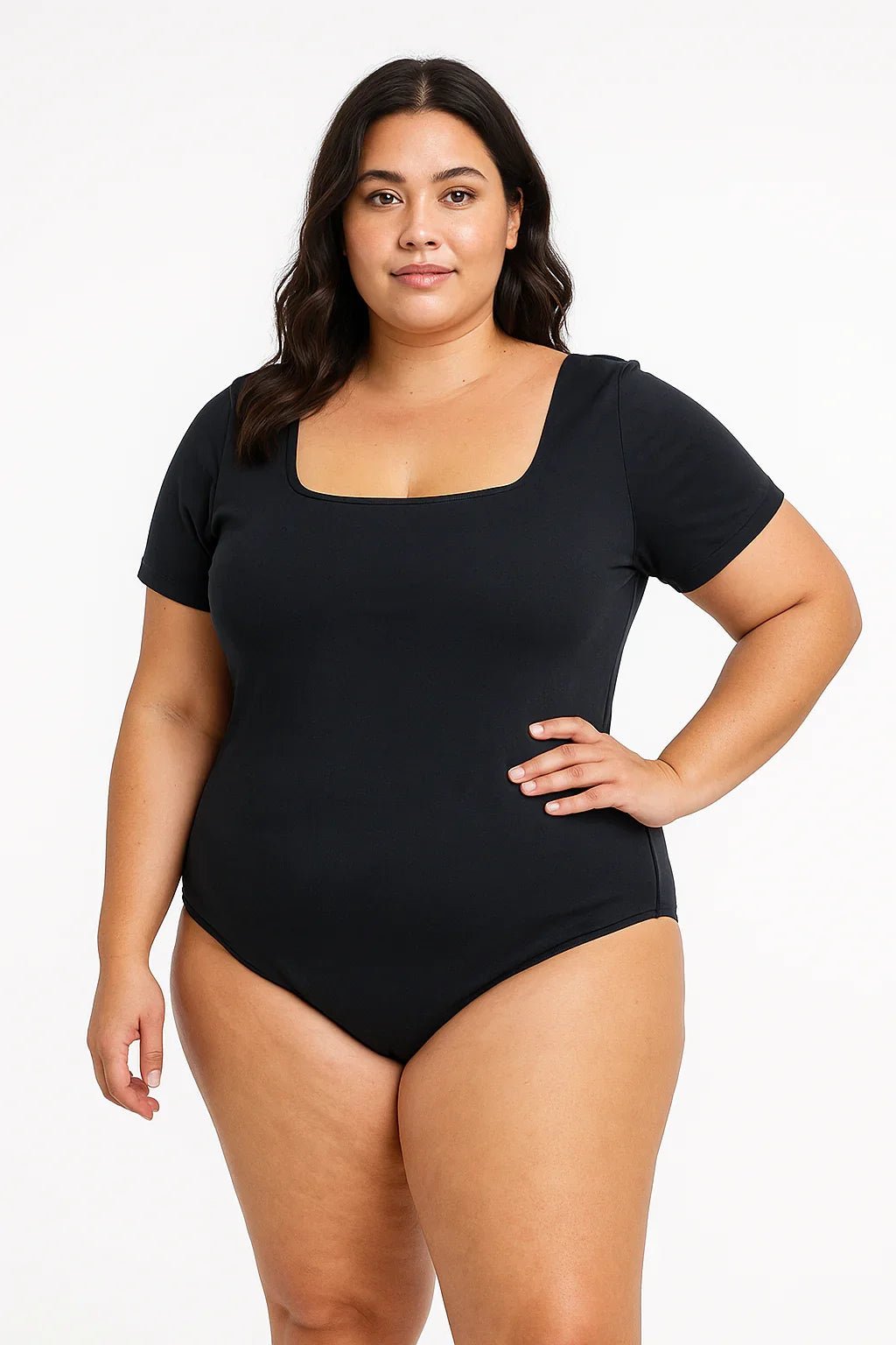 Body Decote Quadrado Manga Curta Plus Size Fofofinha - Leon Elegance