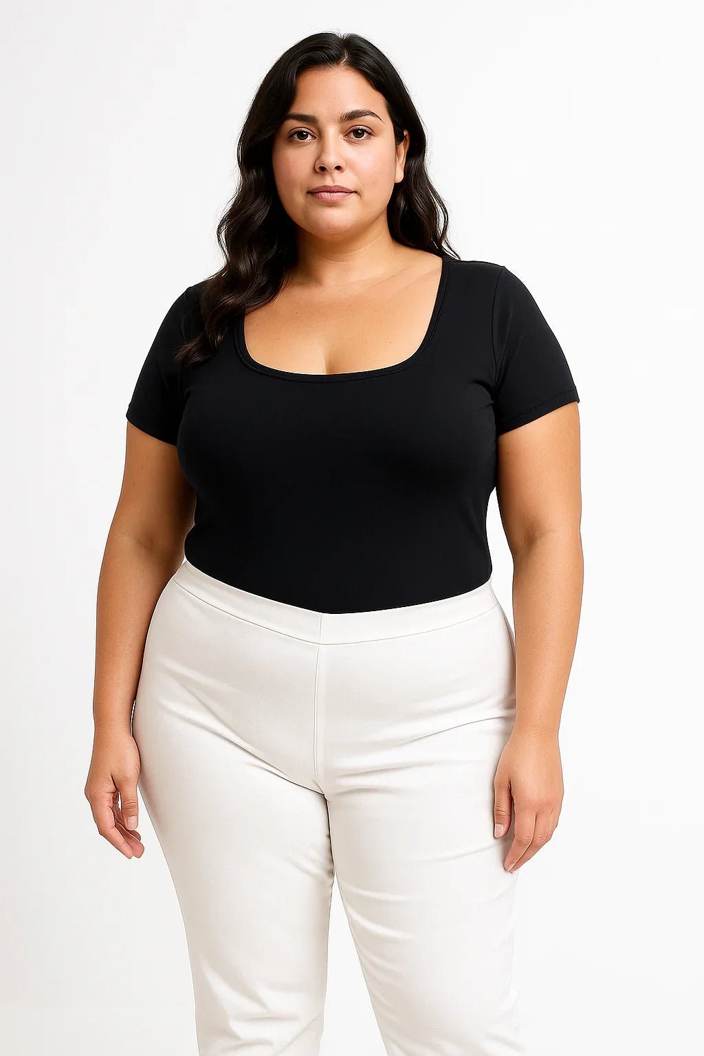 Body Decote Quadrado Manga Curta Plus Size Fofofinha - Leon Elegance
