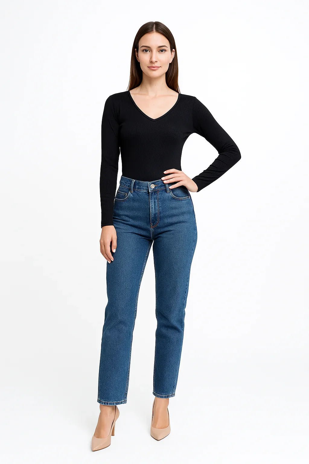 Body K2B Feminino Manga Longa Decote V - Leon Elegance