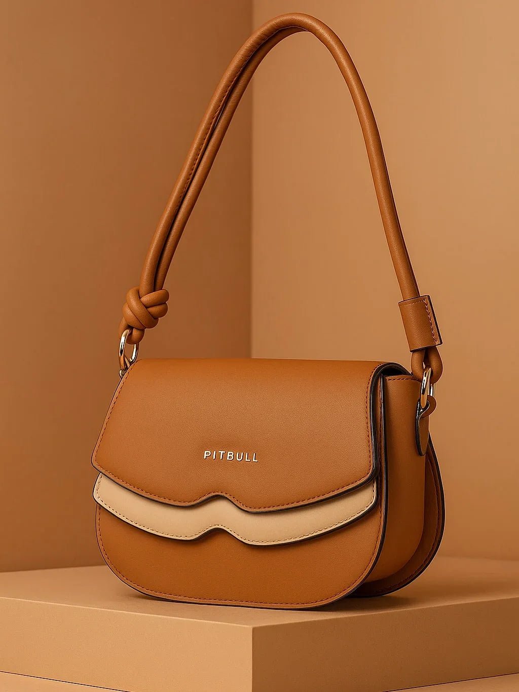 Bolsa Feminina Caramelo Detalhe e Alça Nó - Leon Elegance