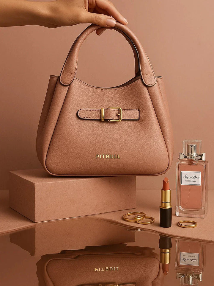 Bolsa Feminina Rosa Fivela Dourada Pit Bull - Leon Elegance