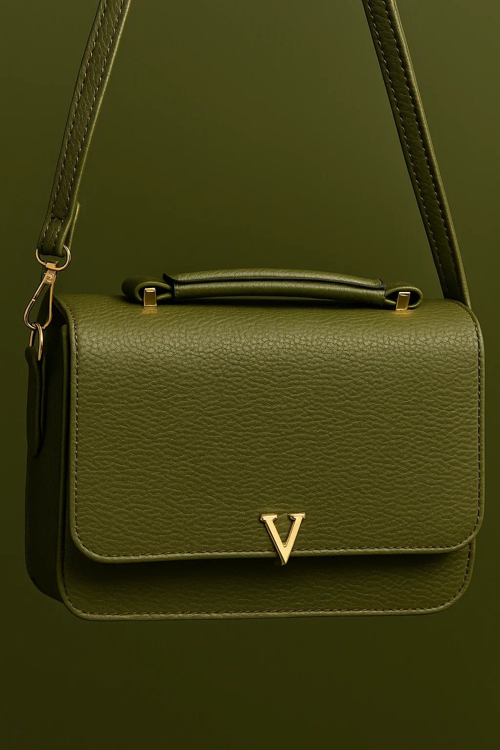 Bolsa Feminina Tiracolo Verde Oliva V Dourado - Leon Elegance