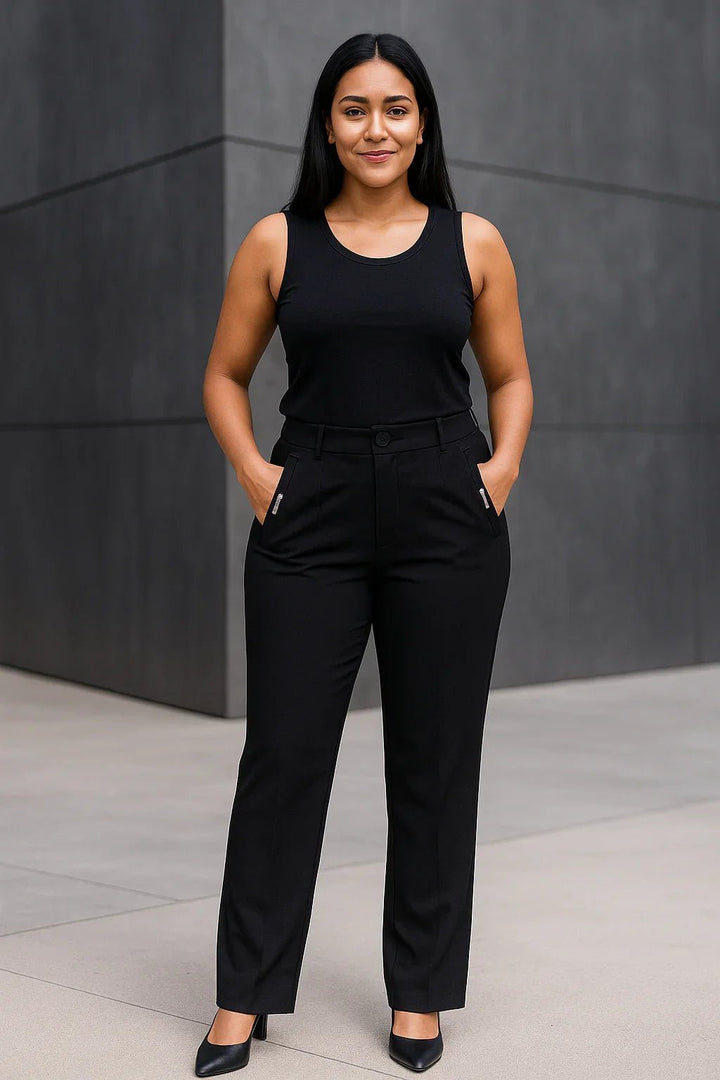 Calça Alfaiataria pit bull Feminina Preta Reta - Leon Elegance