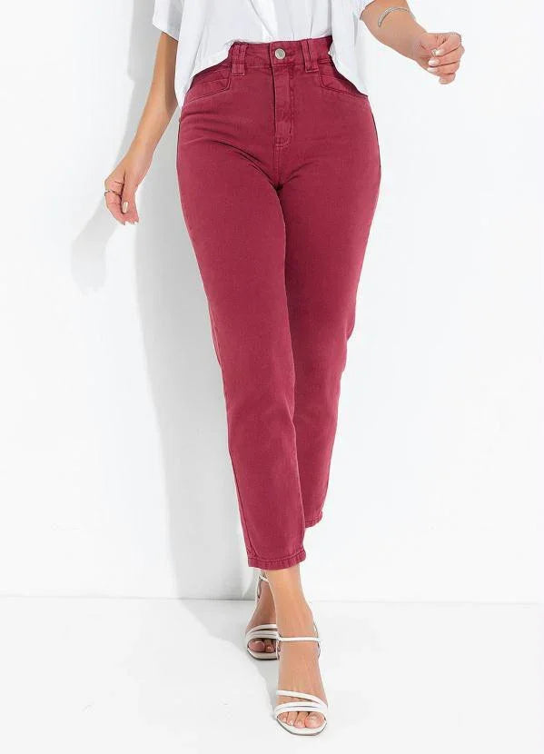 Calça Jeans Mom Com Drapeado Leon