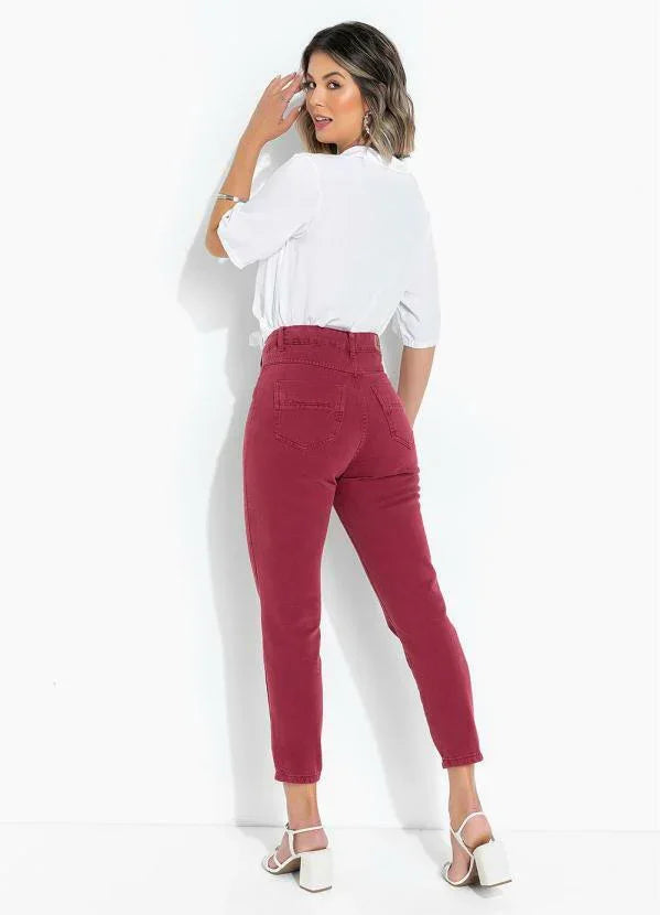 Calça Jeans Mom Com Drapeado Leon