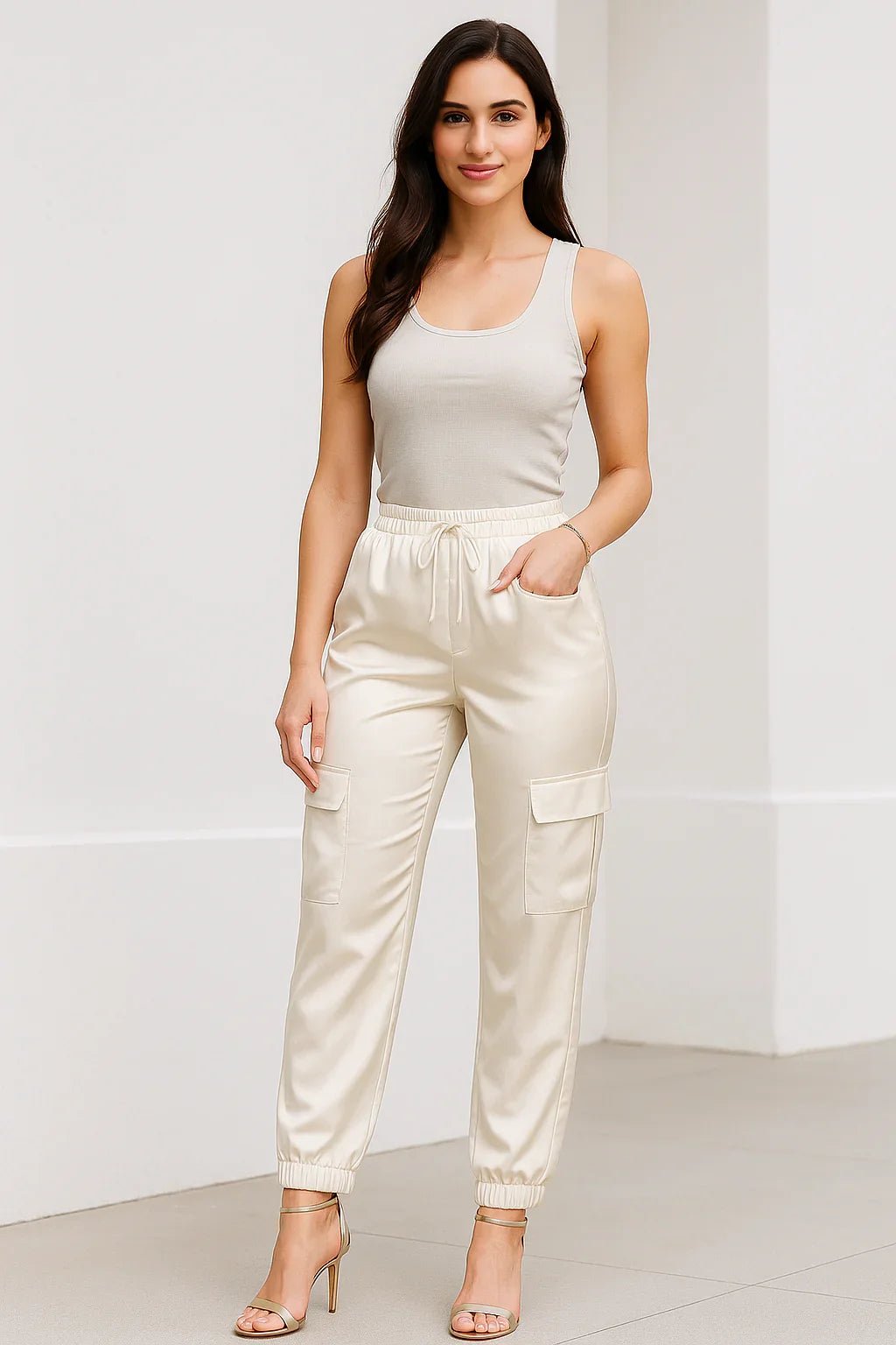Calça Cargo Feminina com Bolsos Leon Elegance - Leon Elegance