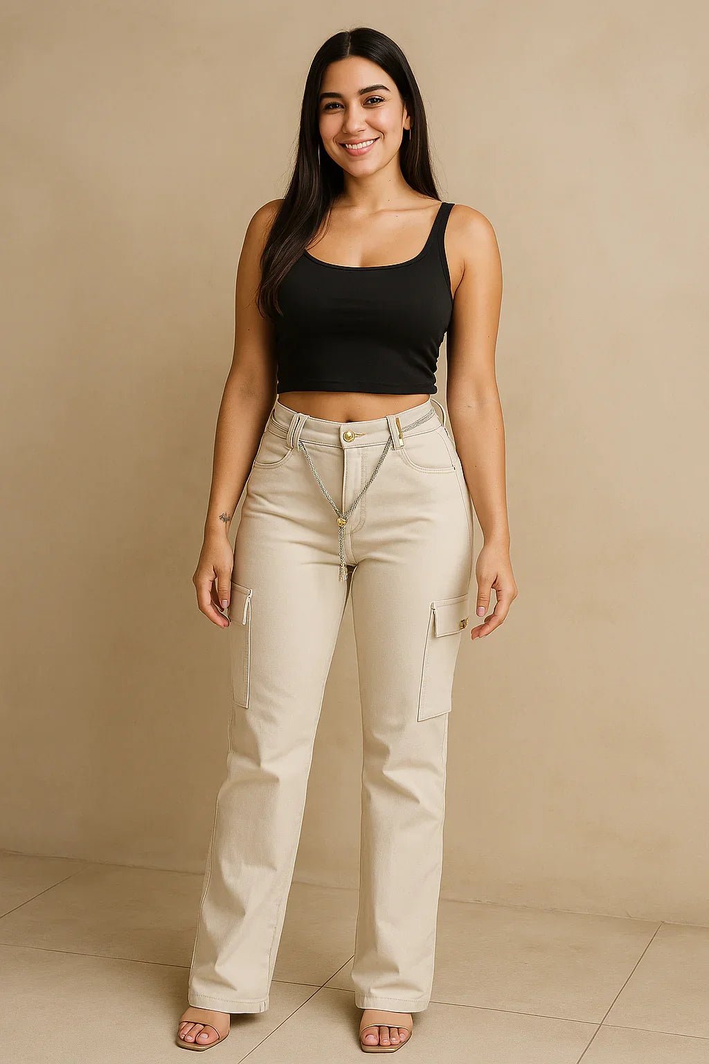 Calça Cargo Feminina Pitbull Bege - Leon Elegance