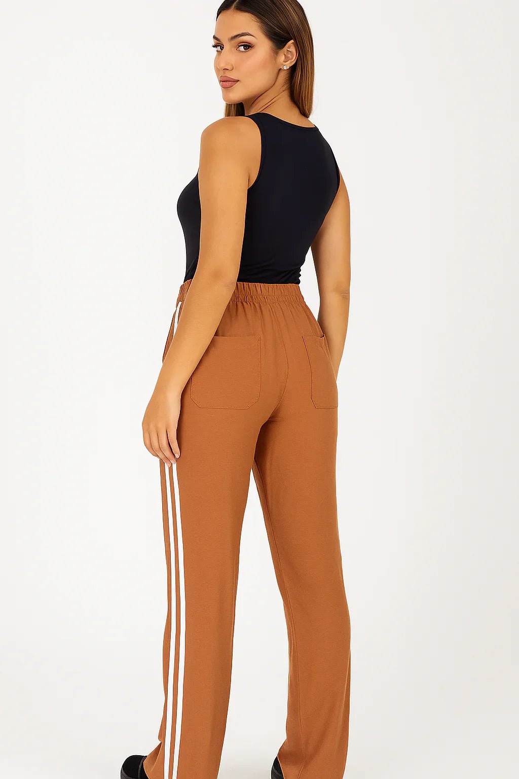 Calça Conforto Feminina Listras Laterais Brancas - Leon Elegance