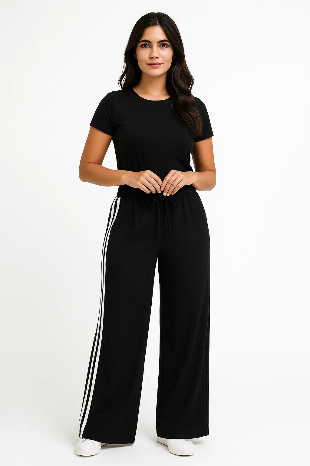 Calça Conforto Feminina Listras Laterais Brancas - Leon Elegance