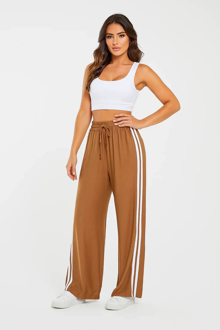 Calça Conforto Feminina Listras Laterais Brancas - Leon Elegance