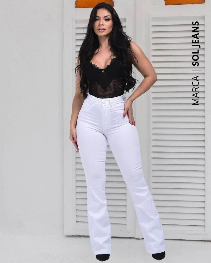 Calça de Sarja Flare Cintura Alta HighRise Leon - Leon Elegance