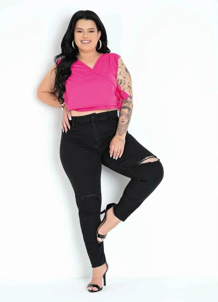 Calça de Sarja Skinny Plus Destroyed Leon - Leon Elegance