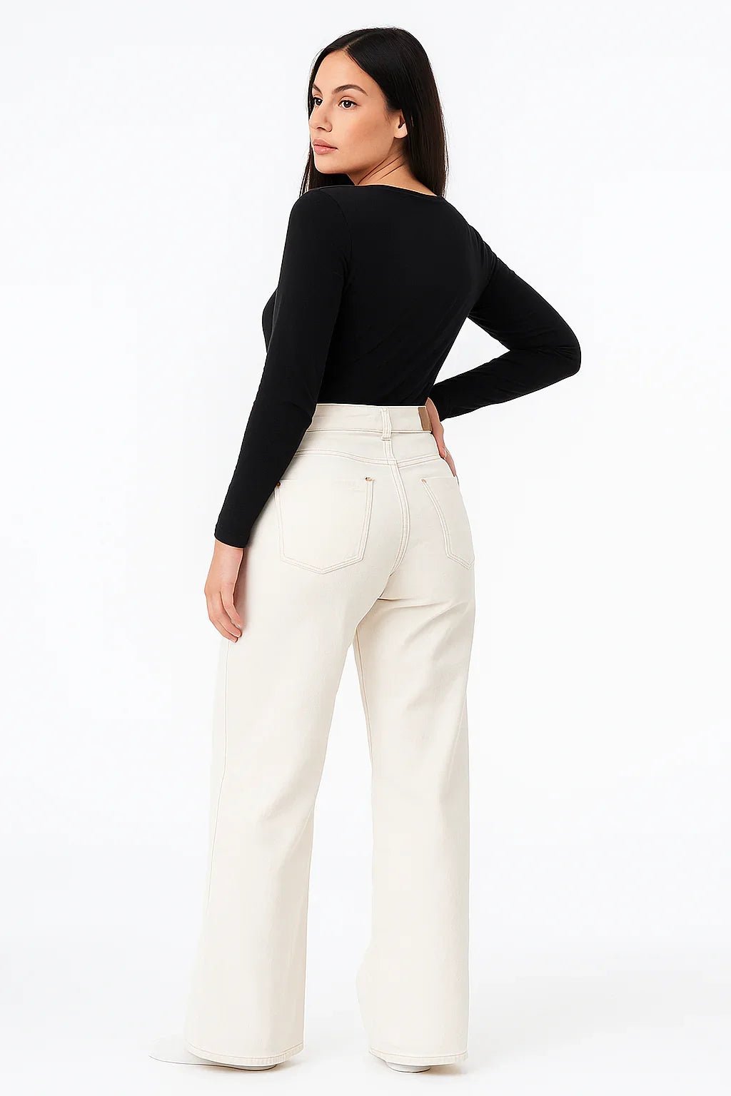 Calça de Sarja Wide Leg All White sol - Leon Elegance