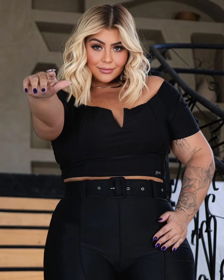 Calça Flare Belt Shape fofinha Feminina Plus Size - Leon Elegance