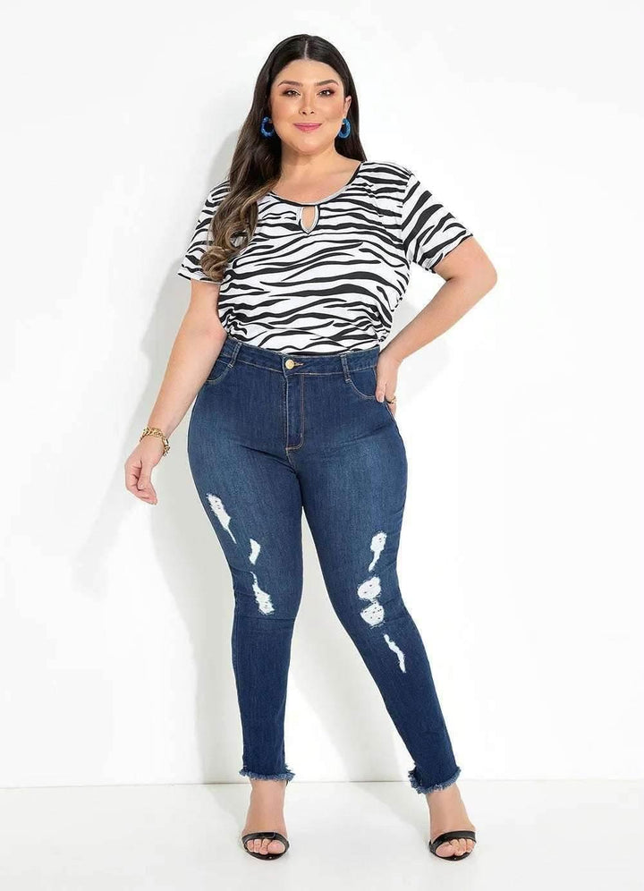 Calça Jeans Cigarrete Plus Destroyed Leon - Leon Elegance