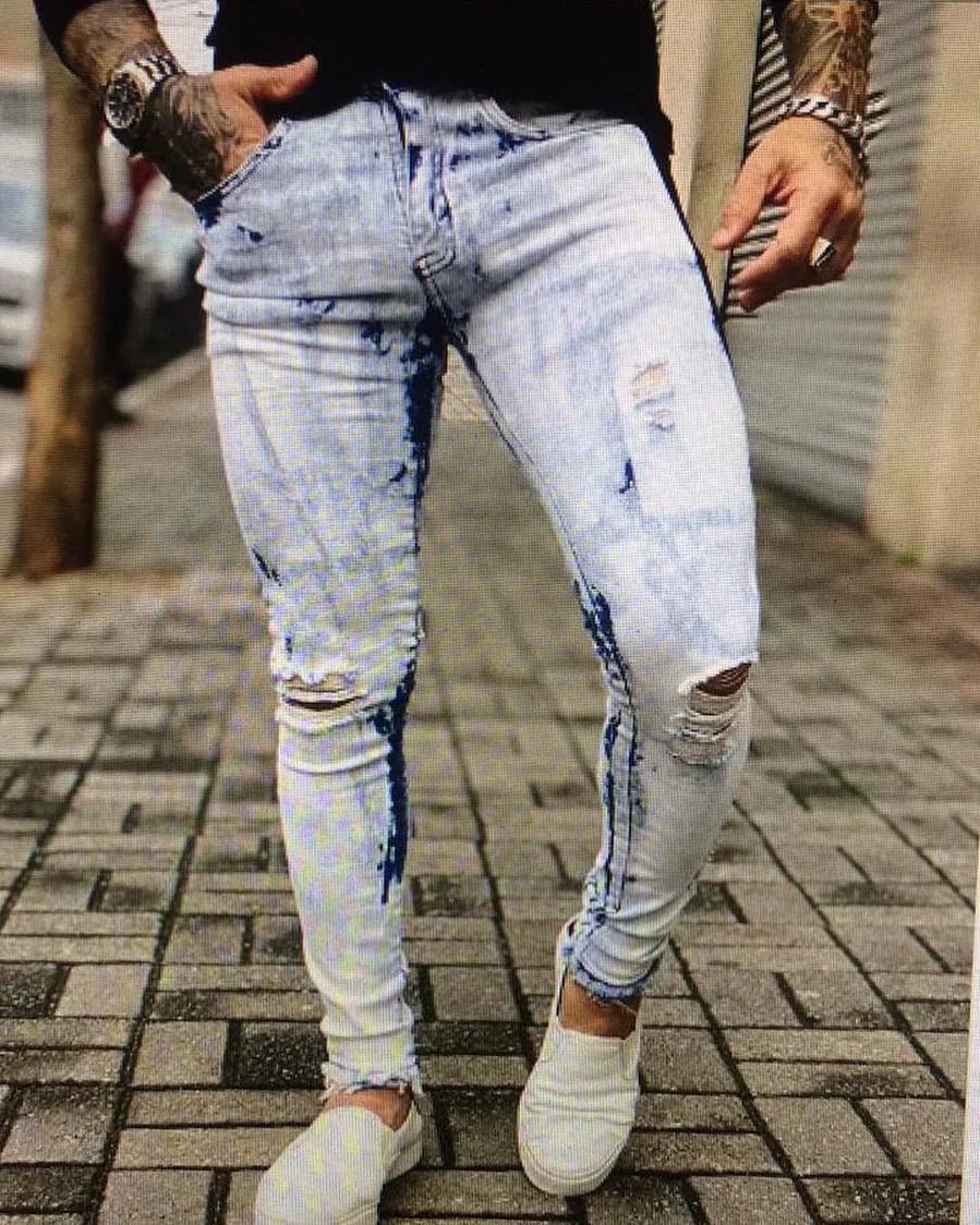 Calça Jeans Com Detalhe Preto Lateral Leon - Leon Elegance