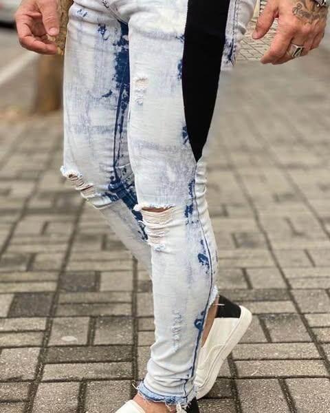 Calça Jeans Com Detalhe Preto Lateral Leon - Leon Elegance