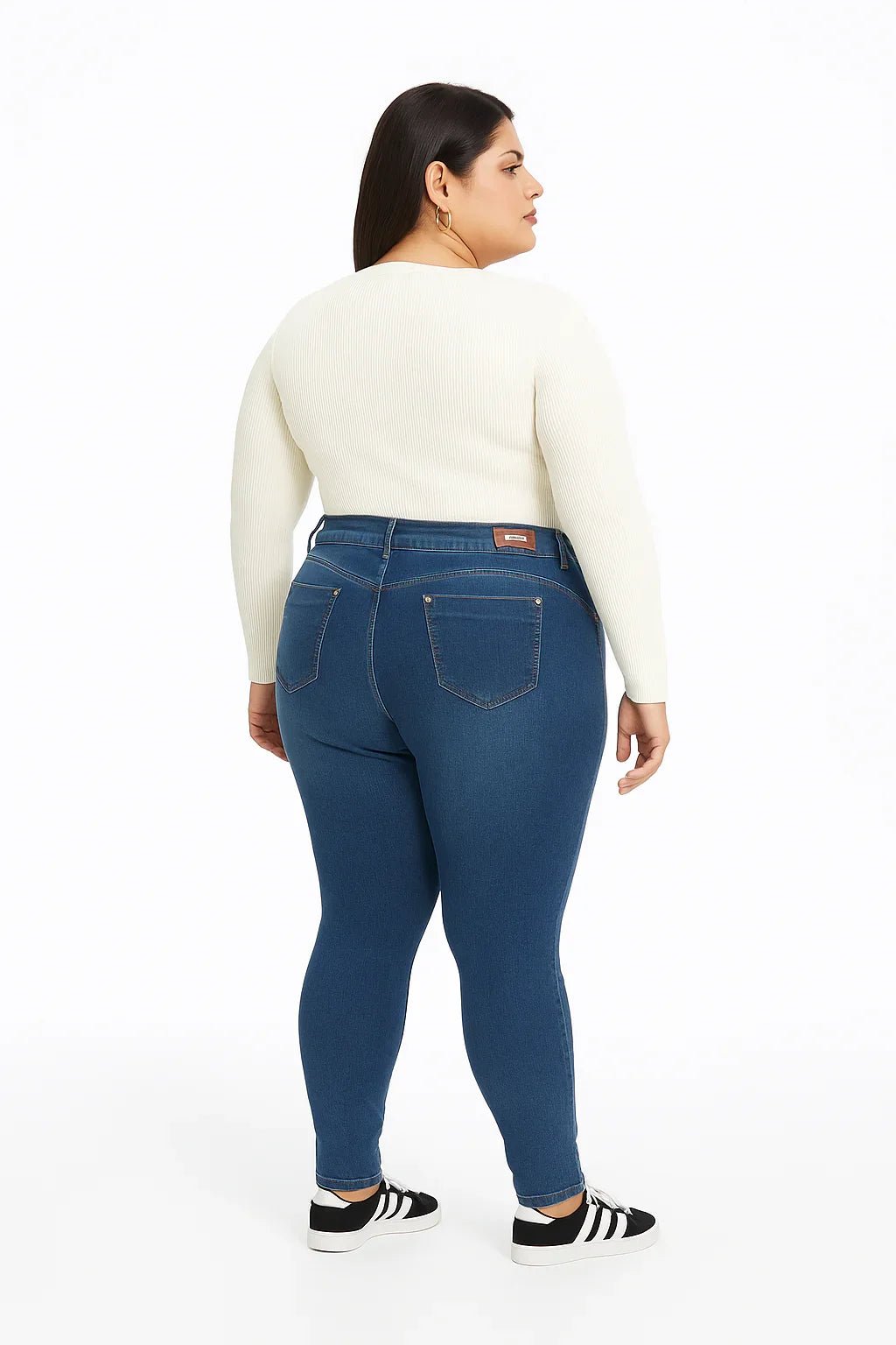 Calça Jeans Feminina Plus Size R19 Skinny Azul Médio - Leon Elegance