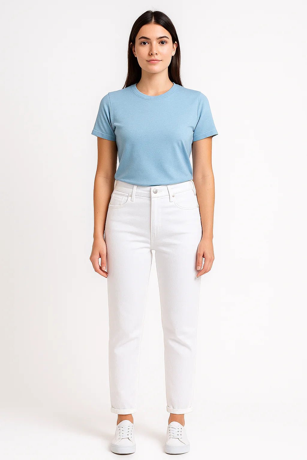 Calça Jeans Feminina Sawary Branca Cintura Alta - Leon Elegance