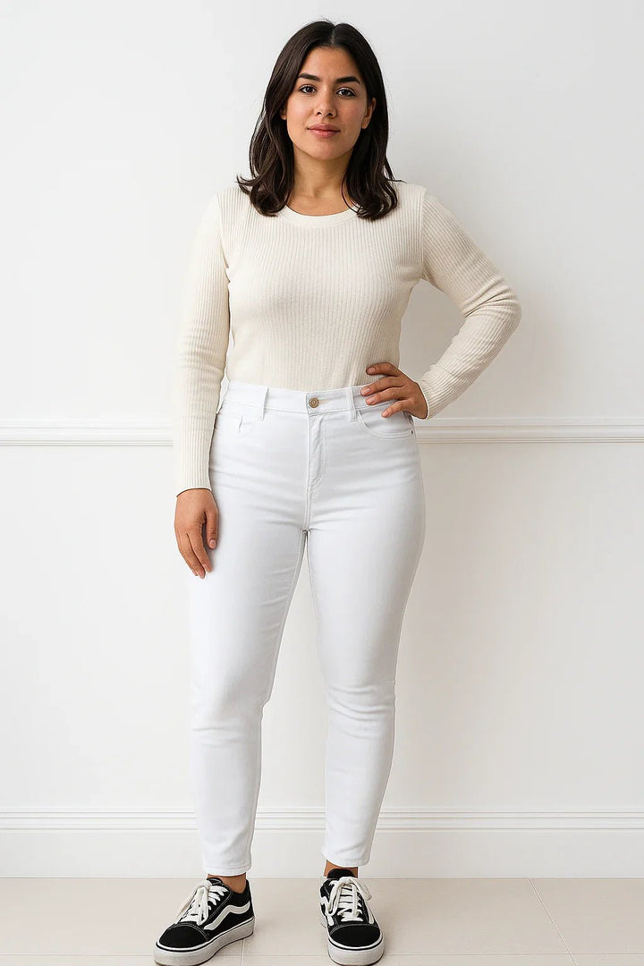 Calça Jeans Feminina Skinny Branca Básica sol - Leon Elegance