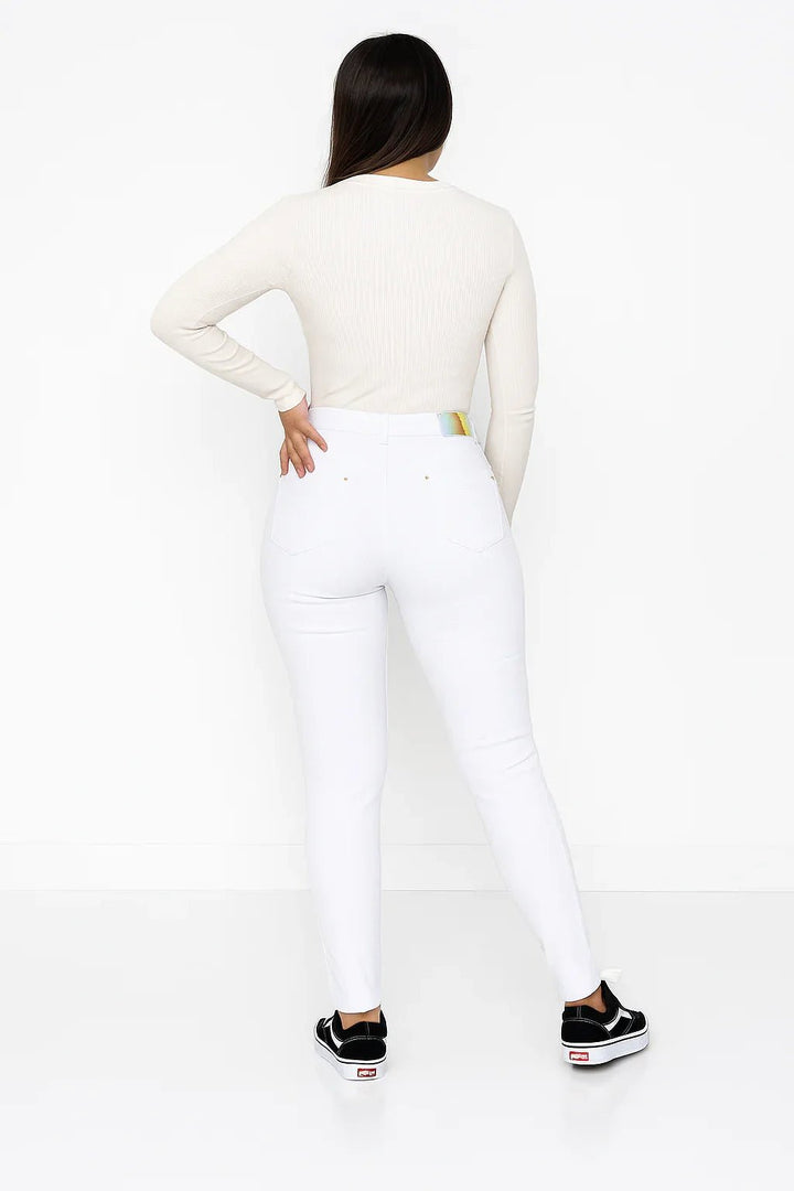Calça Jeans Feminina Skinny Branca Cintura sol - Leon Elegance