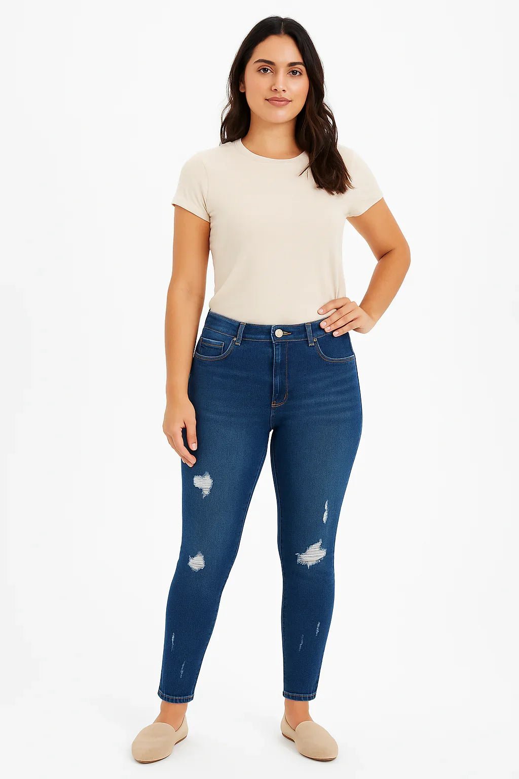 Calça Jeans Feminina Skinny Destroyed Blue sawary - Leon Elegance
