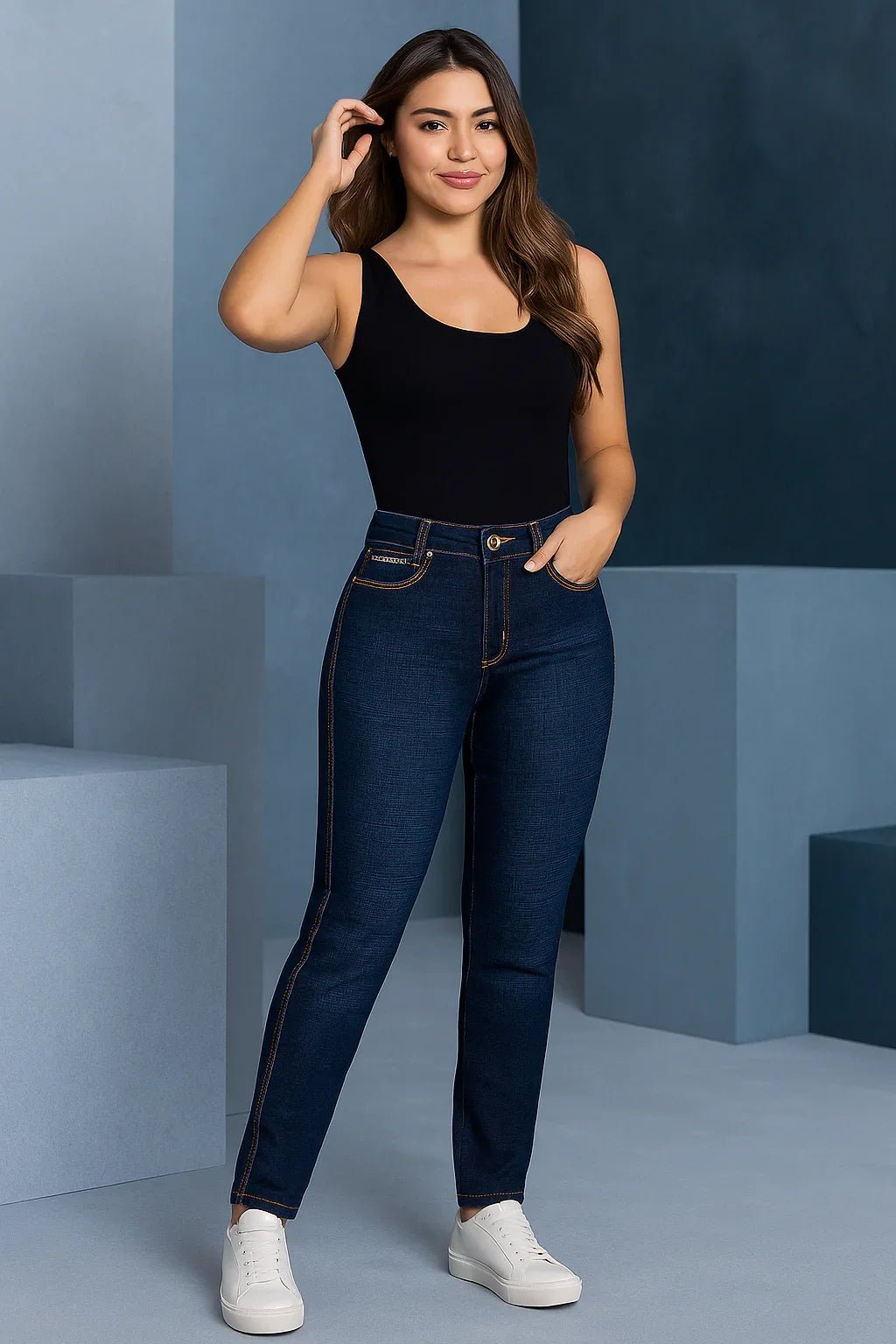 Calça Jeans Feminina Skinny pit bull Azul Escuro - Leon Elegance