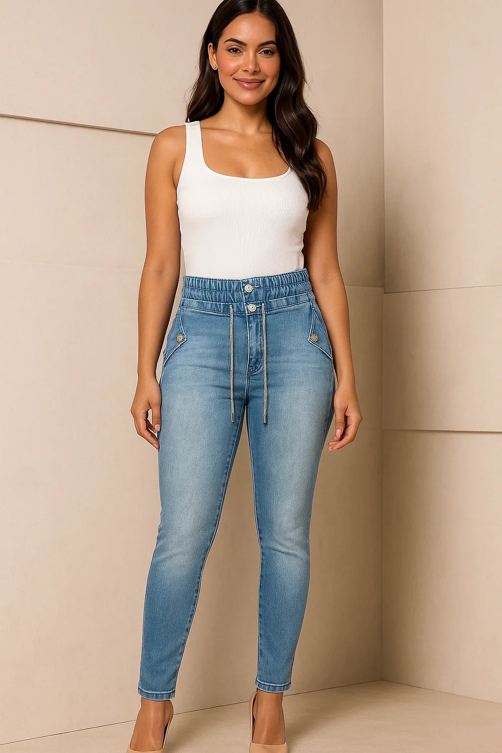 Calça Jeans Feminina Slim Azul Claro - Leon Elegance