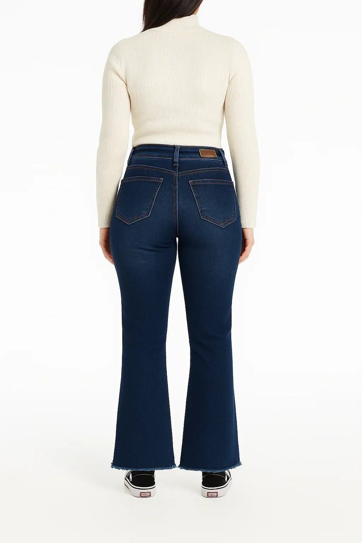 Calça Jeans Flare Fenda Azul Médio Leon - Leon Elegance