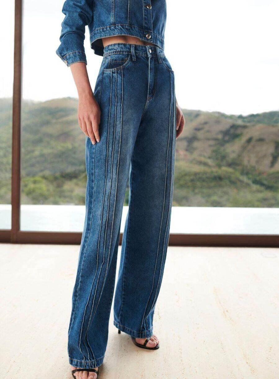 Calça Jeans Pantalona Nervura Leon - Leon Elegance