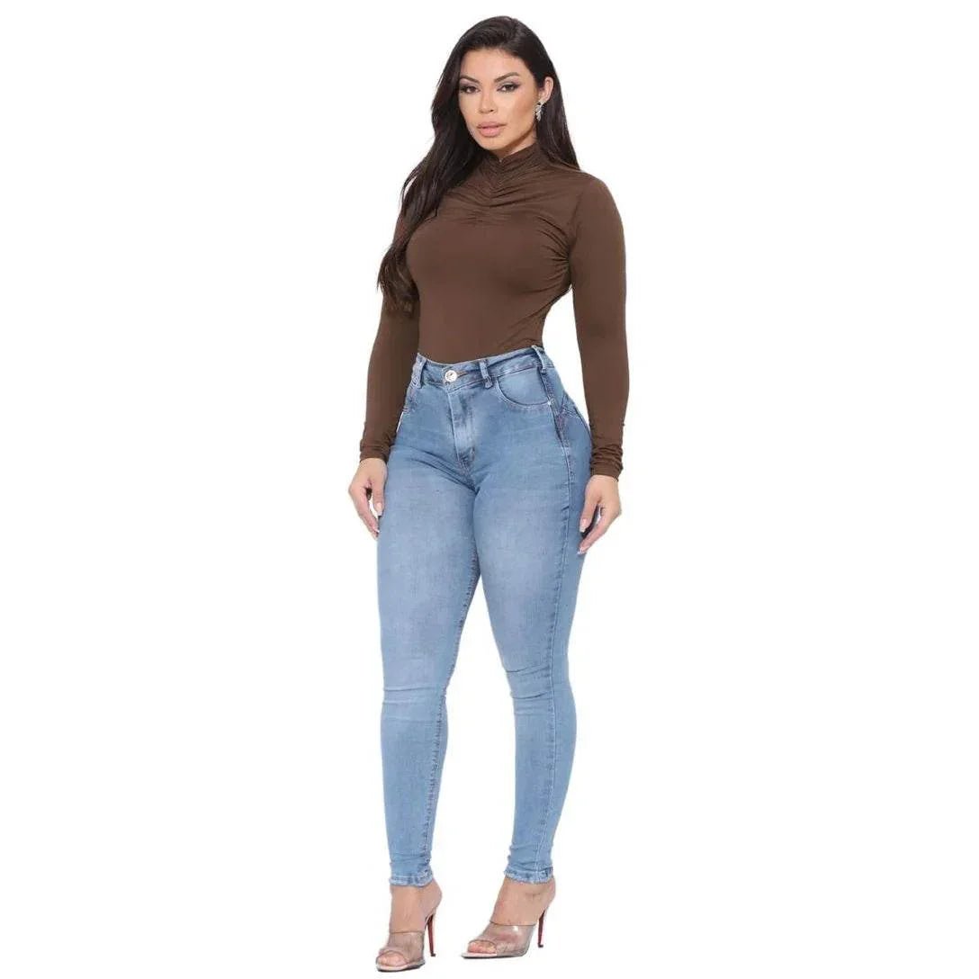 Calça Jeans Skinny Cintura Alta Push - Up Leon - Leon Elegance
