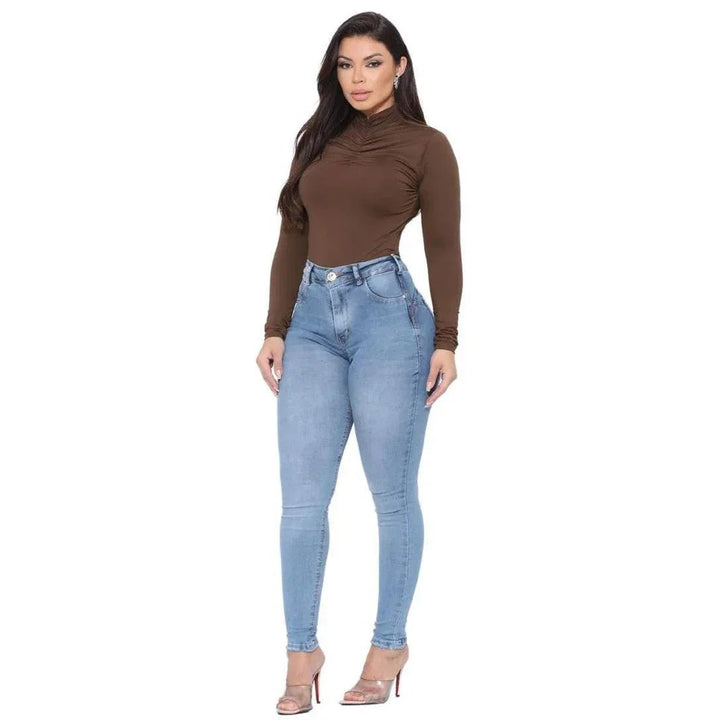 Calça Jeans Skinny Cintura Alta Push - Up Leon - Leon Elegance
