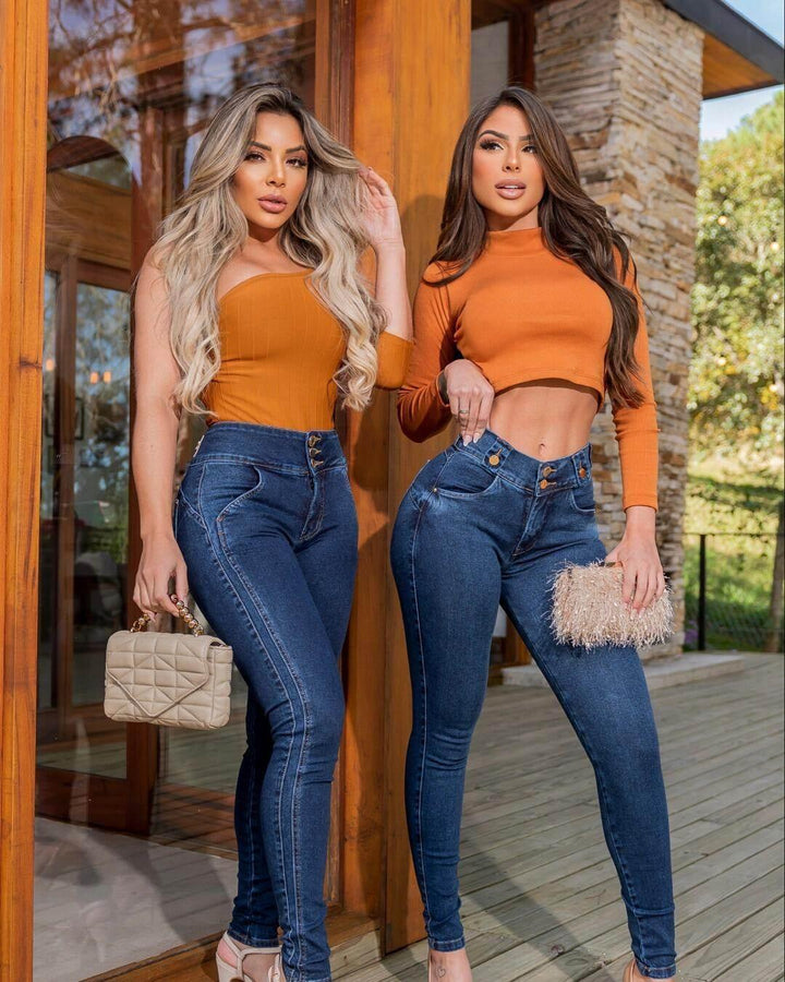 Calça Jeans Skinny Cintura Super Alta RI19 - Leon Elegance