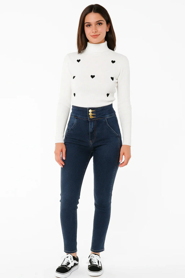 Calça Jeans Skinny Cintura Super Alta RI19 - Leon Elegance