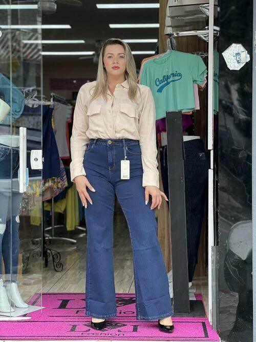 Calça Jeans Wide Leg Bold Cintura Alta Leon - Leon Elegance
