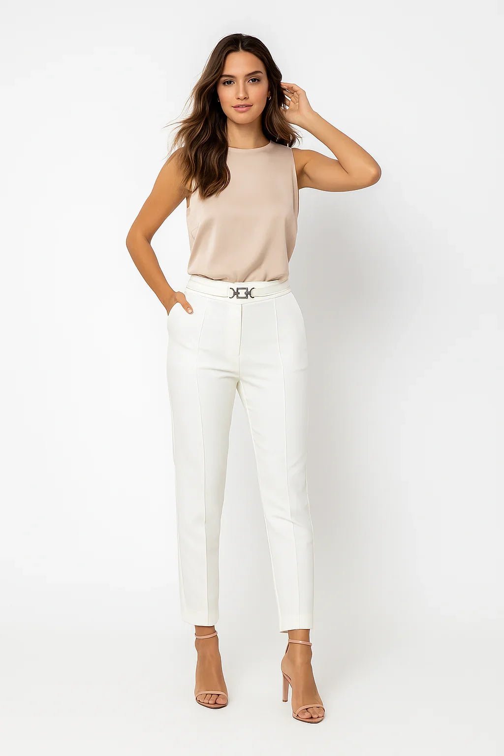 Calça Klepton Feminina Social Branca AlfaiatariaV - Leon Elegance