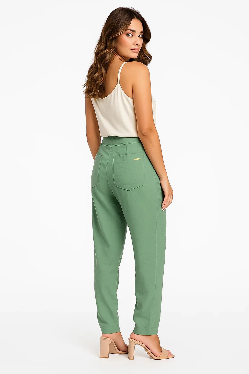 Calça Klepton Feminina Verde Alfaiataria Cintura Alta - Leon Elegance
