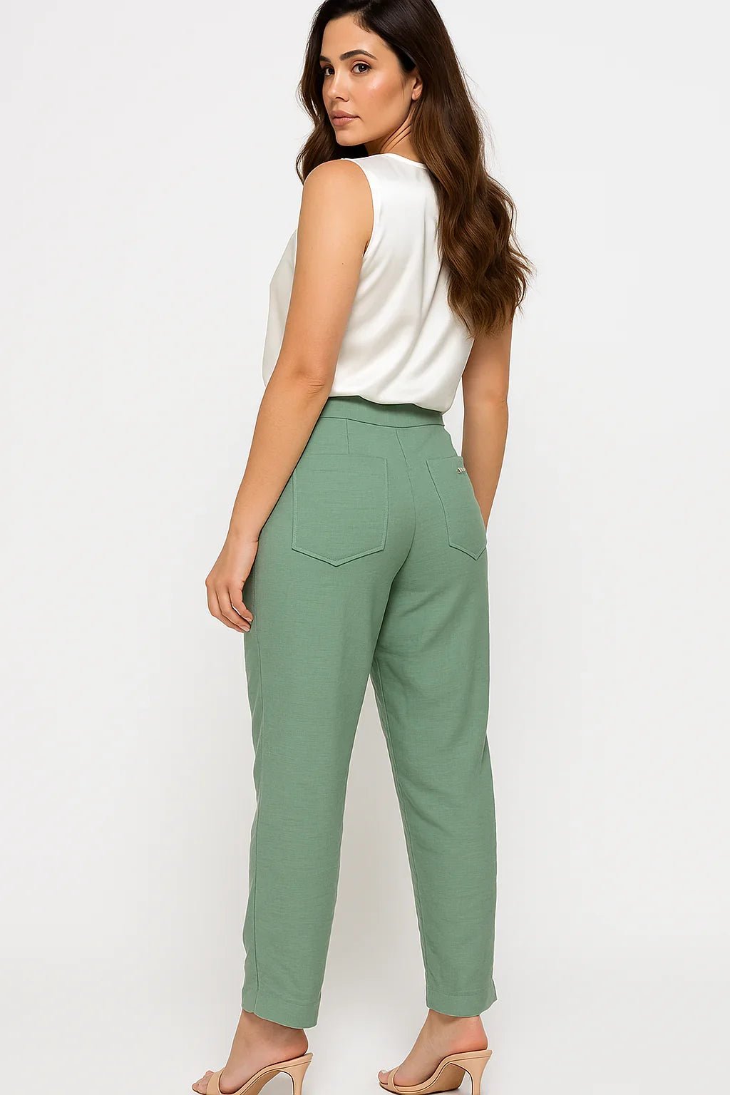 Calça Klepton Feminina Verde Alfaiataria Cintura Alta - Leon Elegance