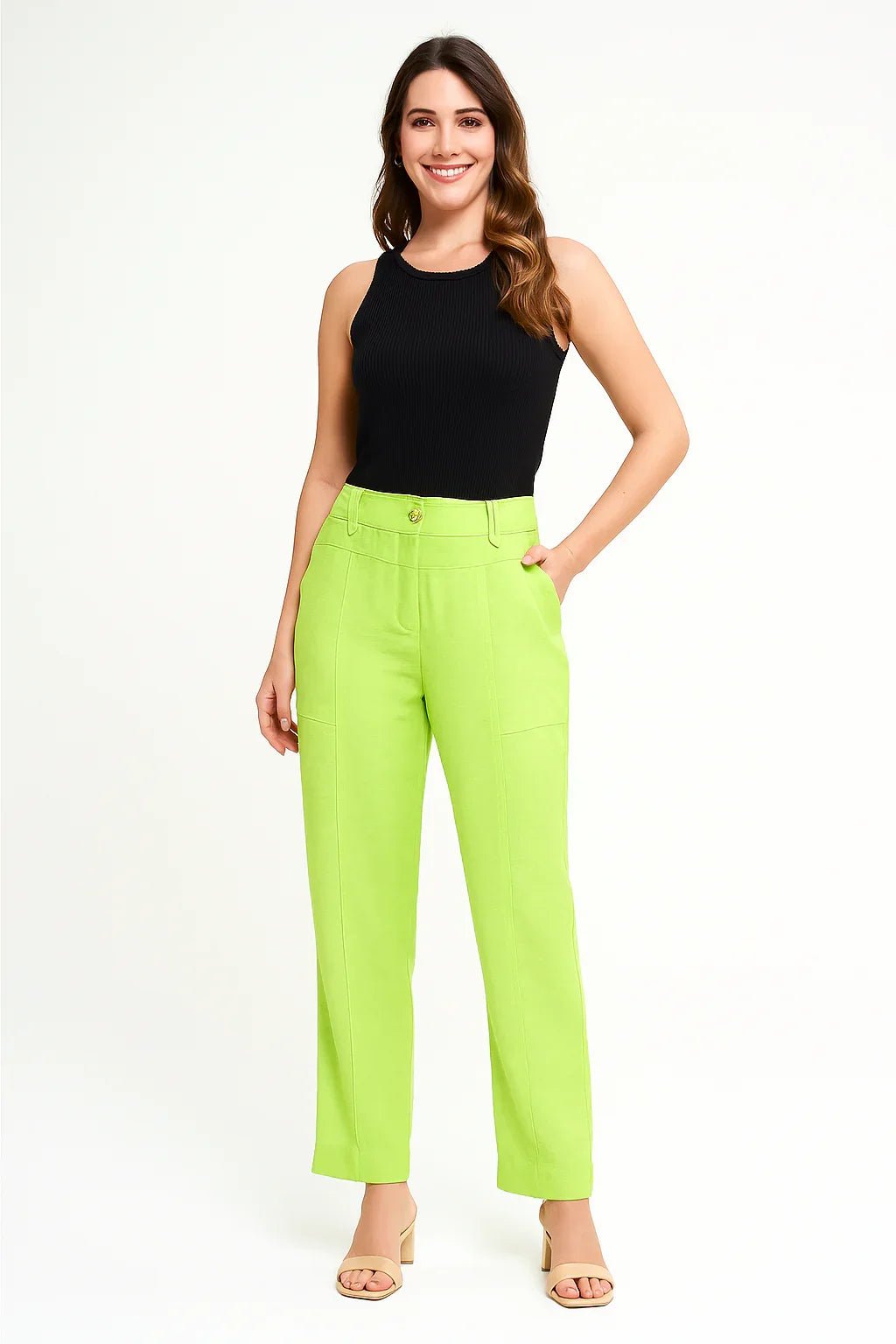 Calça Klepton Feminina Verde Alfaiataria Cintura Alta - Leon Elegance