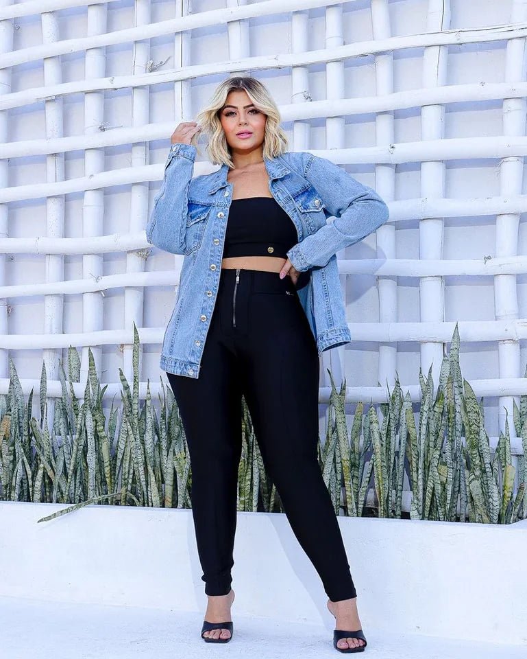 Calça Legging Modeladora Power Zip fofinha Feminina Plus Size - Leon Elegance