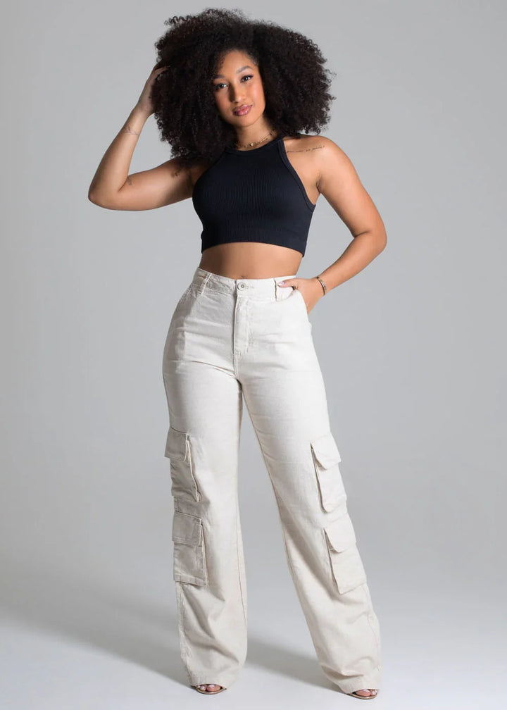 Calça Linho Wide Leg Leon