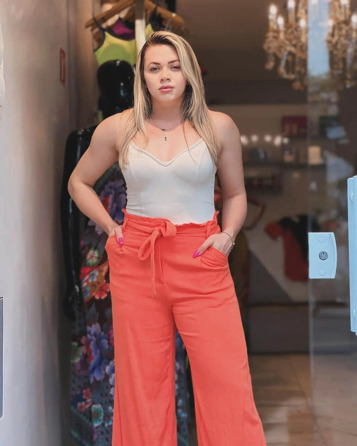 Calça Pantalona em Linho Amarração Fresh Leon - Leon Elegance